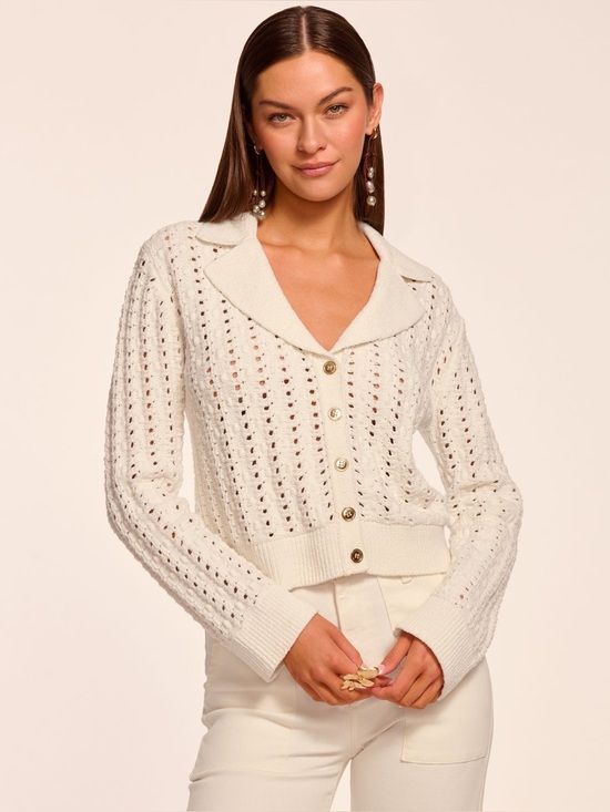 Ramy Brook Sweaters - Ramy Brook Ivory Nadia Bauble Knit Cardigan
